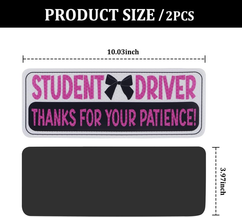 Stacool 2PCS Student Driver Magnet for Car,Reflective New Driver Sticker Cars Decorations for Safety Warning,Essential Please Be Patient Student Drivers Magnet Car Accessories - Image 2